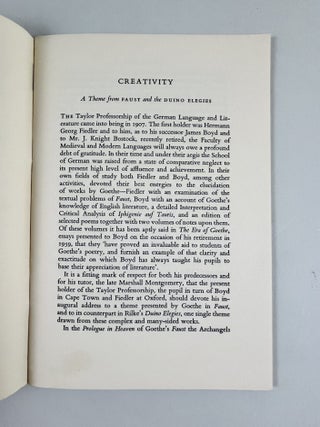 Creativity: A Theme from Faust and the Duino Elegies