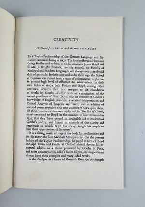 Creativity: A Theme from Faust and the Duino Elegies