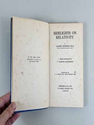 Item #658 Sidelights on Relativity. I. Ether and Relativity. II. Geometry and Experience. Albert...