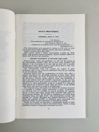 Space Processing. Hearing Before The Subcommittee On Aerospace Technology and National Needs Of The Committee On Aeronautical And Space Sciences. United States Senate. Ninety-Fourth Congress, Second Session. June 17, 1976