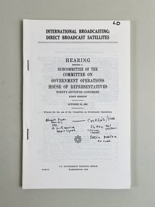 Item #687 International Broadcasting: Direct Broadcast Satellites. Hearing Before a Subcommittee...