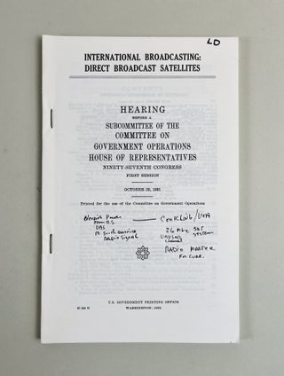 Item #687 International Broadcasting: Direct Broadcast Satellites. Hearing Before a Subcommittee...