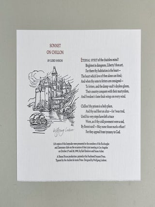 Item #699 Sonnet on Chillon. Lord Byron