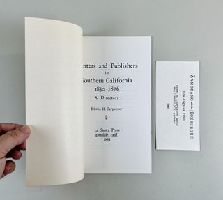 Printers and Publishers in Southern California 1850-1876