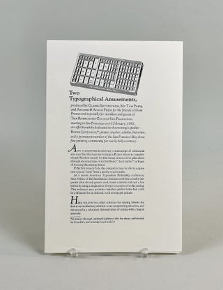 Item #707 Two Typographical Amusements. Alan Dietch, Roger Levensen