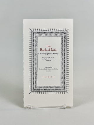 Item #708 The Book of Life, a Bibliographical Melody. Richard Thomson, William P. Wreden