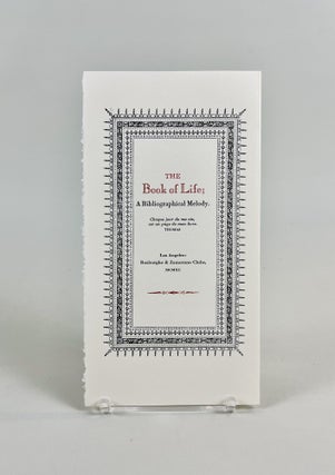 Item #708 The Book of Life, a Bibliographical Melody. Richard Thomson, William P. Wreden