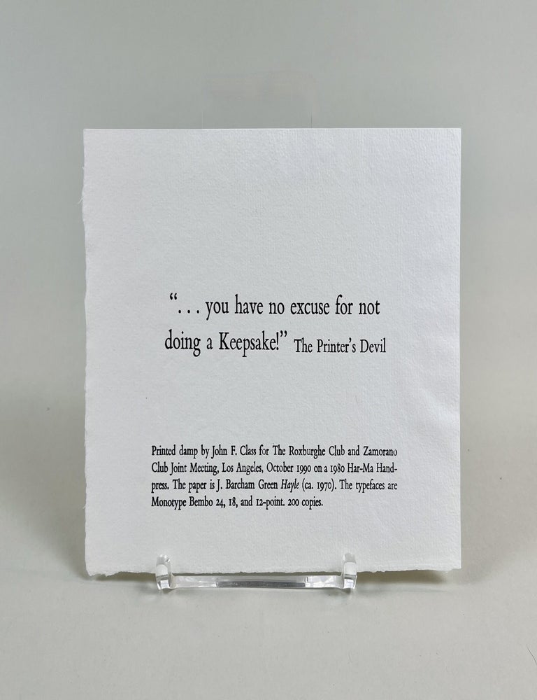 Item #710 You have no excuse for not doing a keepsake! by The Printer&rsquo;s Devil.