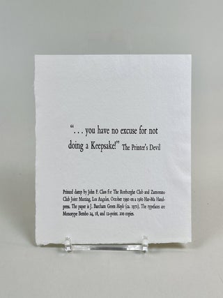 Item #710 You have no excuse for not doing a keepsake! by The Printer&rsquo;s Devil