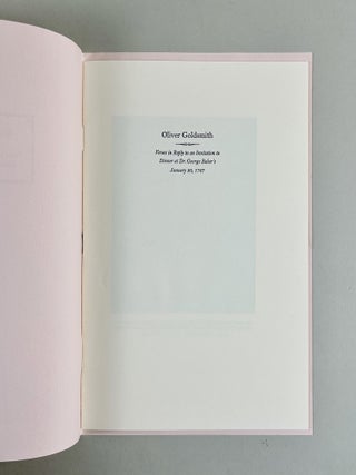 Oliver Goldsmith Verses in Reply to an Invitation to Dinner At Dr. George Baker&rsquo;s, January 20th, 1767