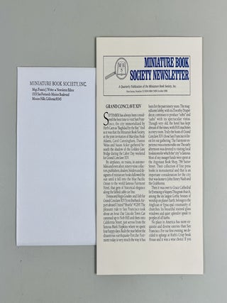 Item #722 Miniature Book Society Newsletter, No. 31, October 1996. Msgr Francis J. Weber, Mission...