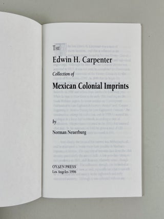 The Edwin H. Carpenter Collection of Mexican Colonial Imprints