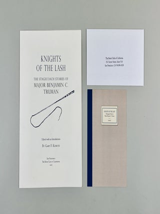 Prospectus with card and envelope for Knights of the Lash. The Stagecoach Stories of Major Benjamin C. Truman.